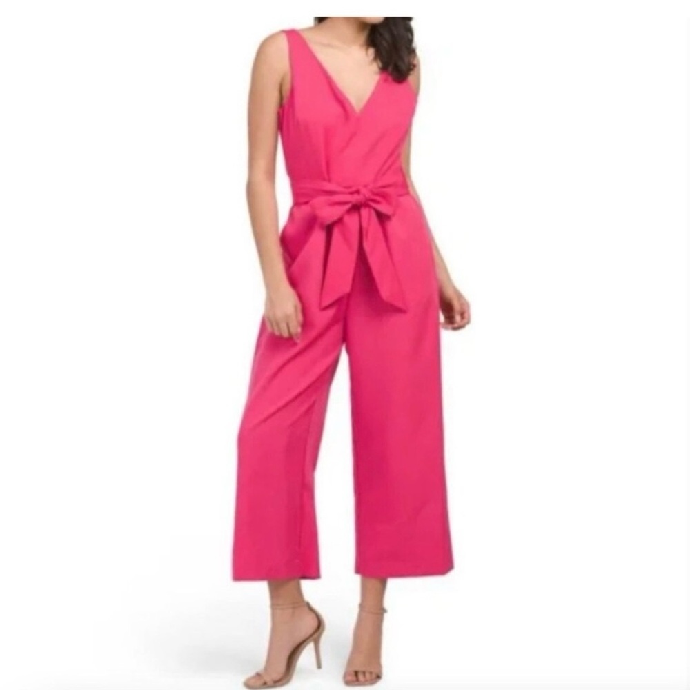 Sam Edelman Bright Pink V-Neck Sleeveless Jumpsuit